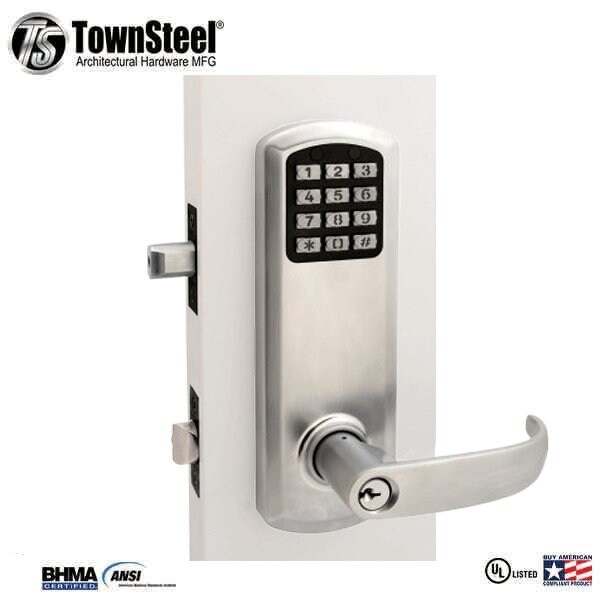 E-Genius 2000 Series Grade 1 Interconnected Push Button Electronic Lock 4" On Center - Satin Chrome